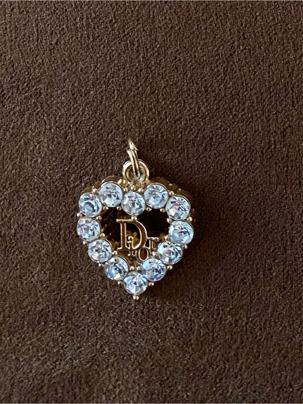 Gold-Tone Heart Charm Pendant with Clear Crystals